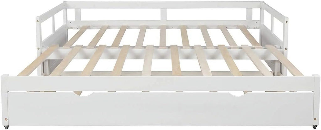 White Wood Daybed with Pull Out Trundle X738912