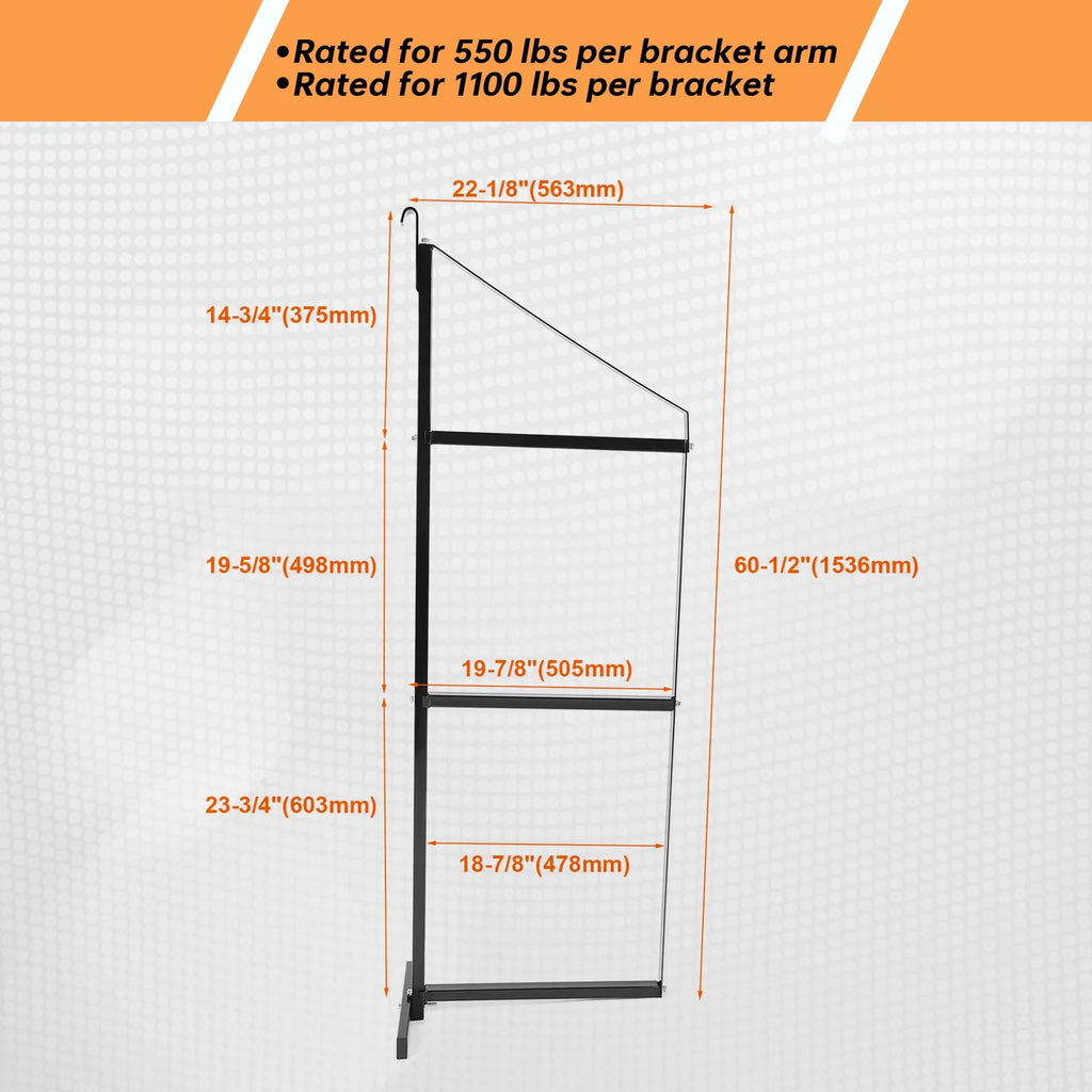 3 Tier Shipping Container Shelving Bracket 18" x 60" Black K858851