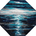 Navy Blue/Beige 7' 10" Octagon Abstract Rug D6416