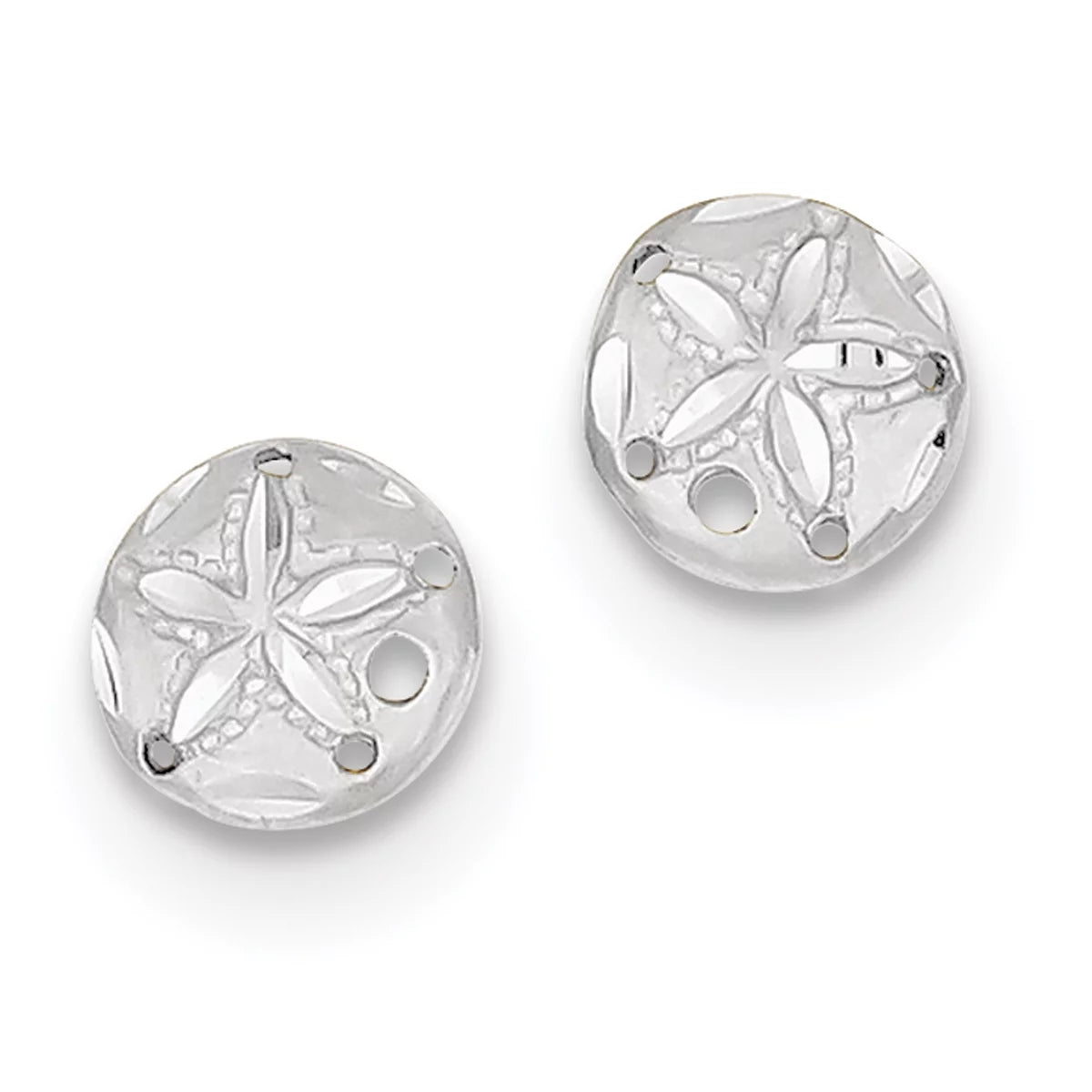 14 Karat White Gold Diamond-cut Sand Dollar Earrings N351068