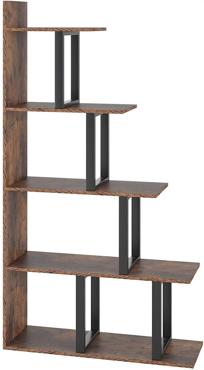 5 Tier Wooden Bookshelf with Metal Frame M33157