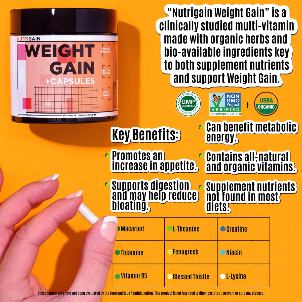 Weight Gain Capsules 6 OZ Jar W562