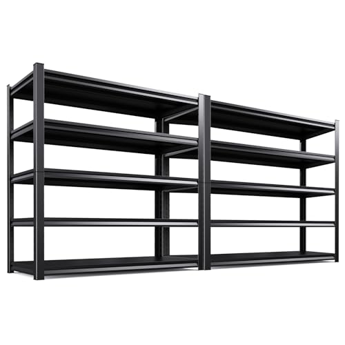 72”H Black 5 Tier Adjustable Metal Shelving Unit 2500LBS K27441