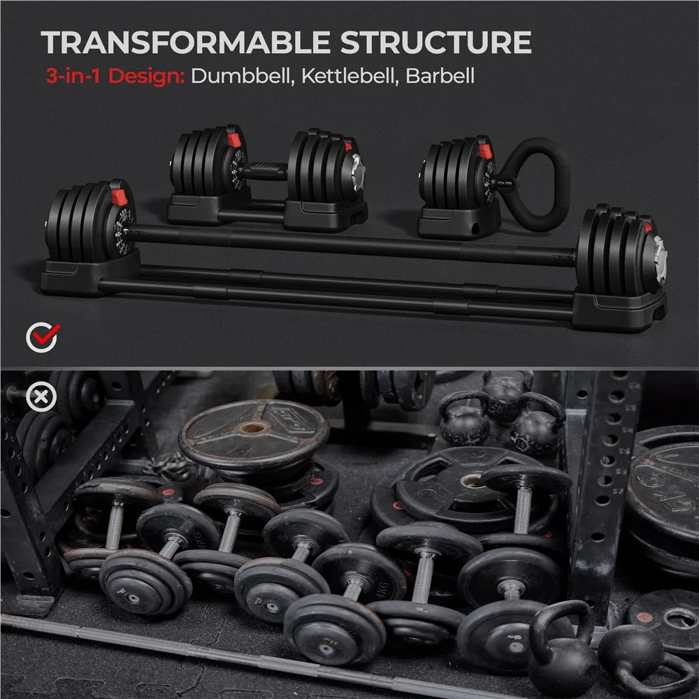 Black 3-In-1 Dumbbell Weight Set with Anti-Slip Handle Y820081