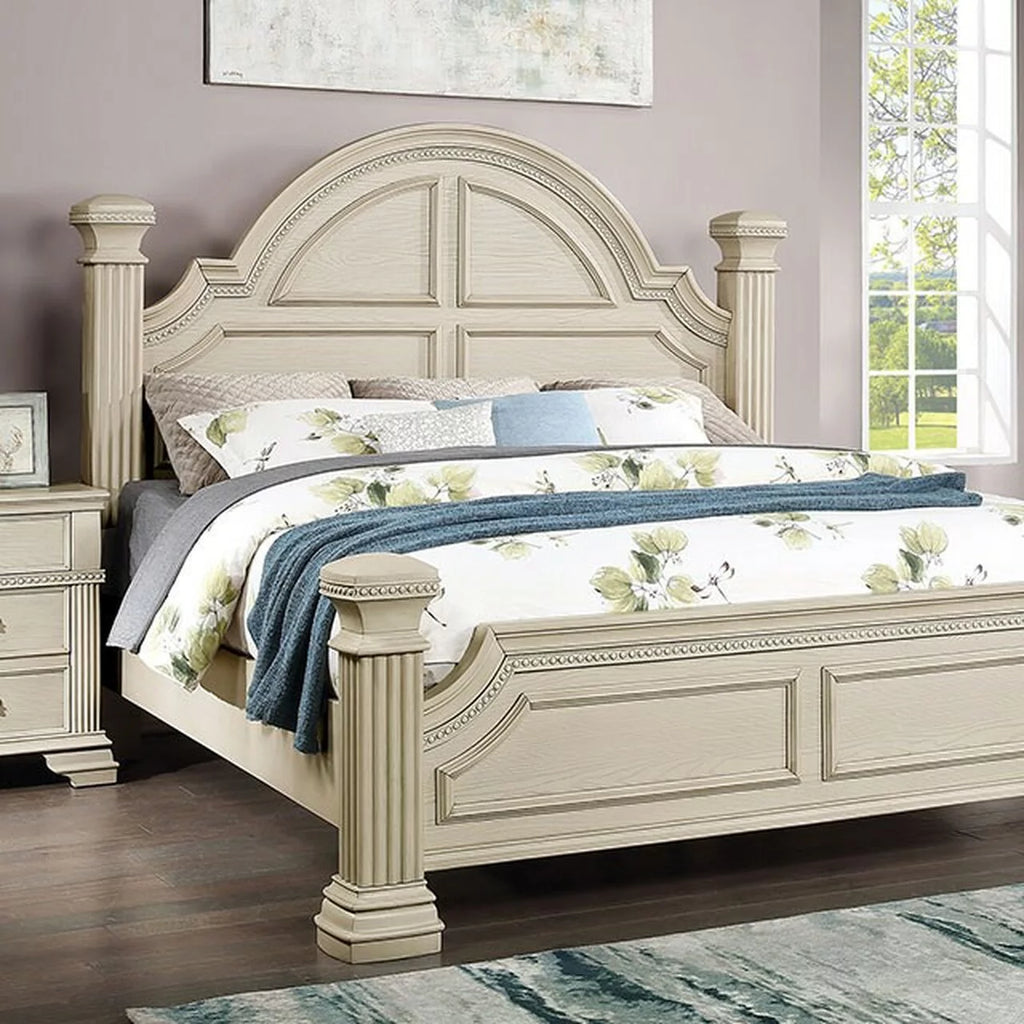 Antique White Eastern King Size Bed U9318