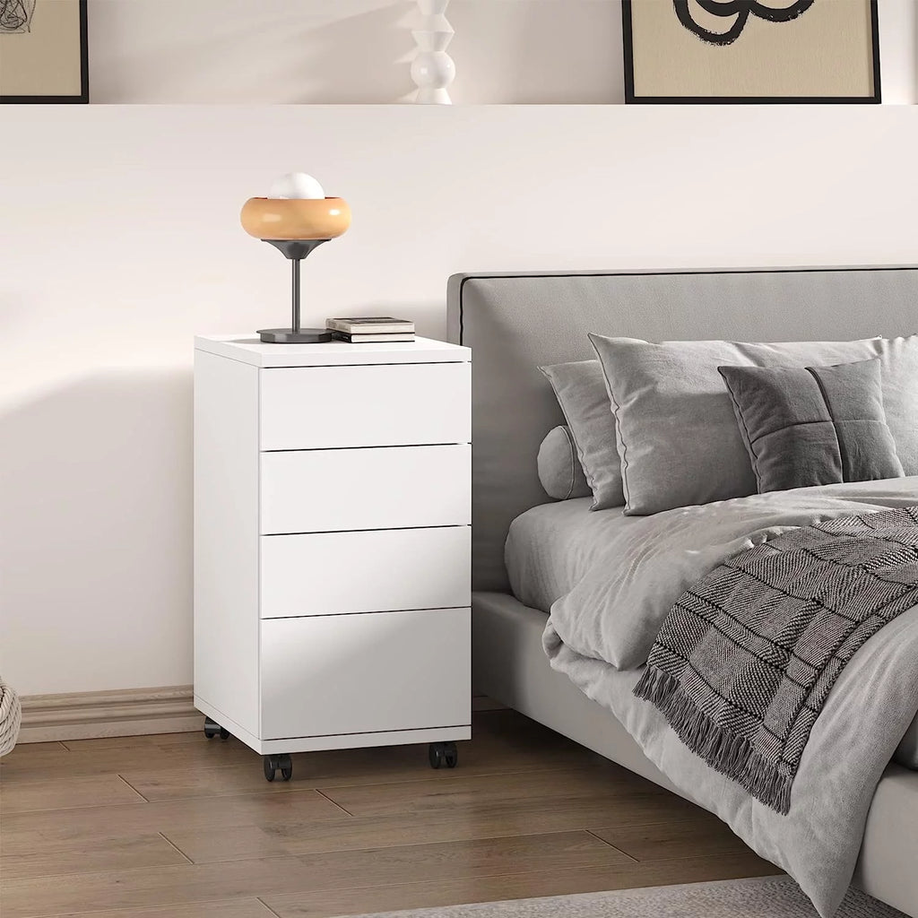 4-Drawer White Mobile File Cabinet J280