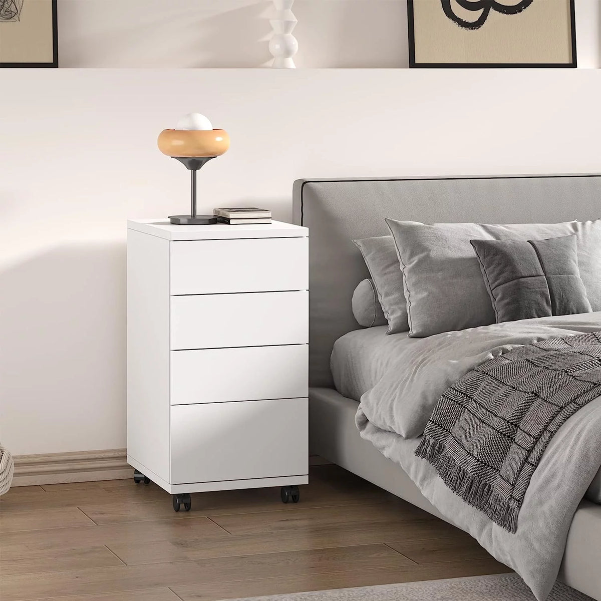 4-Drawer White Mobile File Cabinet J280