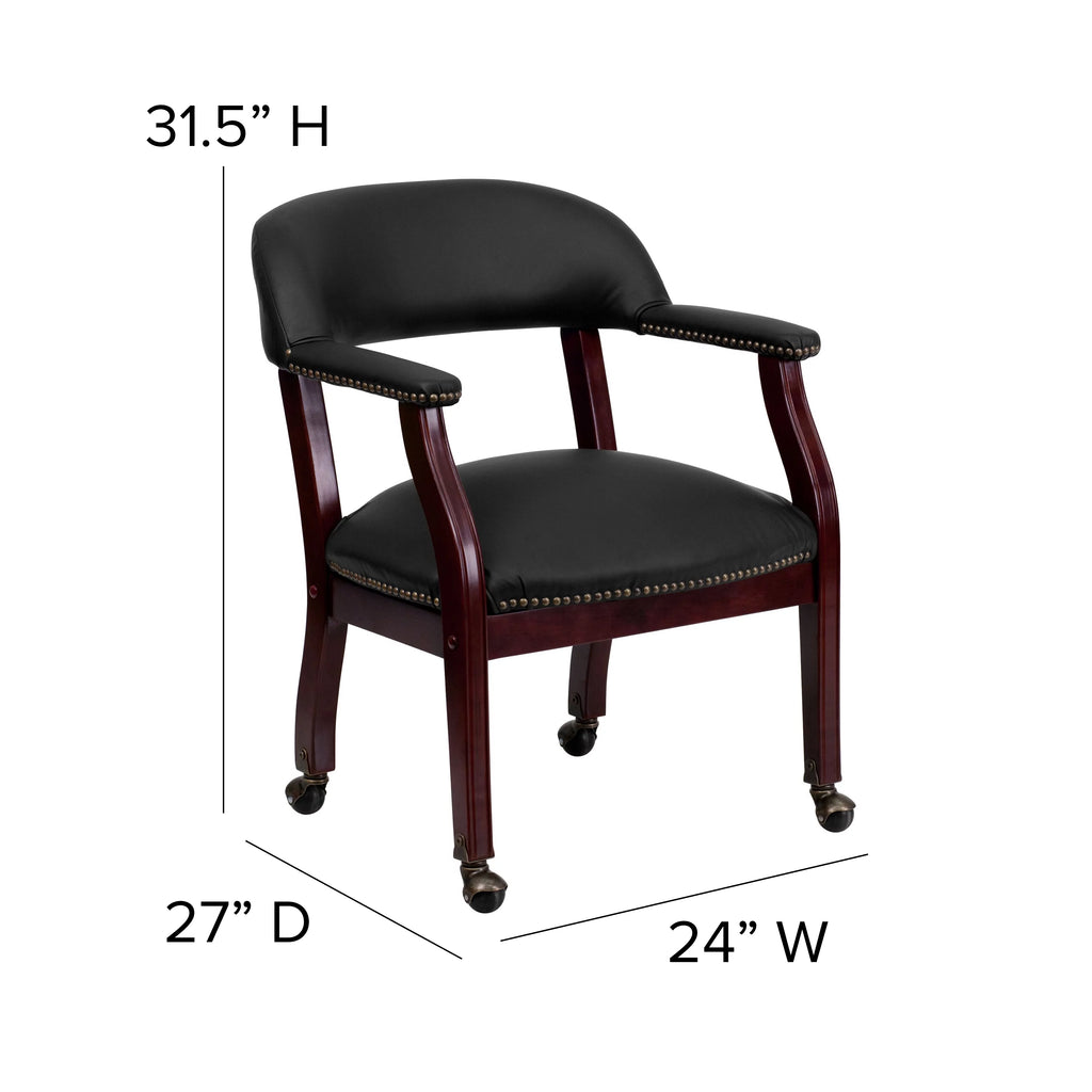 Black LeatherSoft Conference Chair with Casters P585692