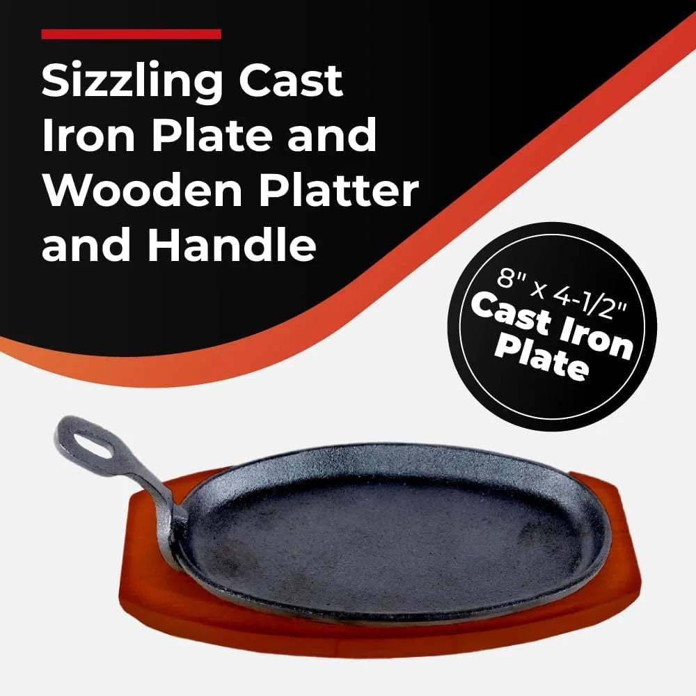 Cast Iron Steak Plate with Wooden Holder M35442
