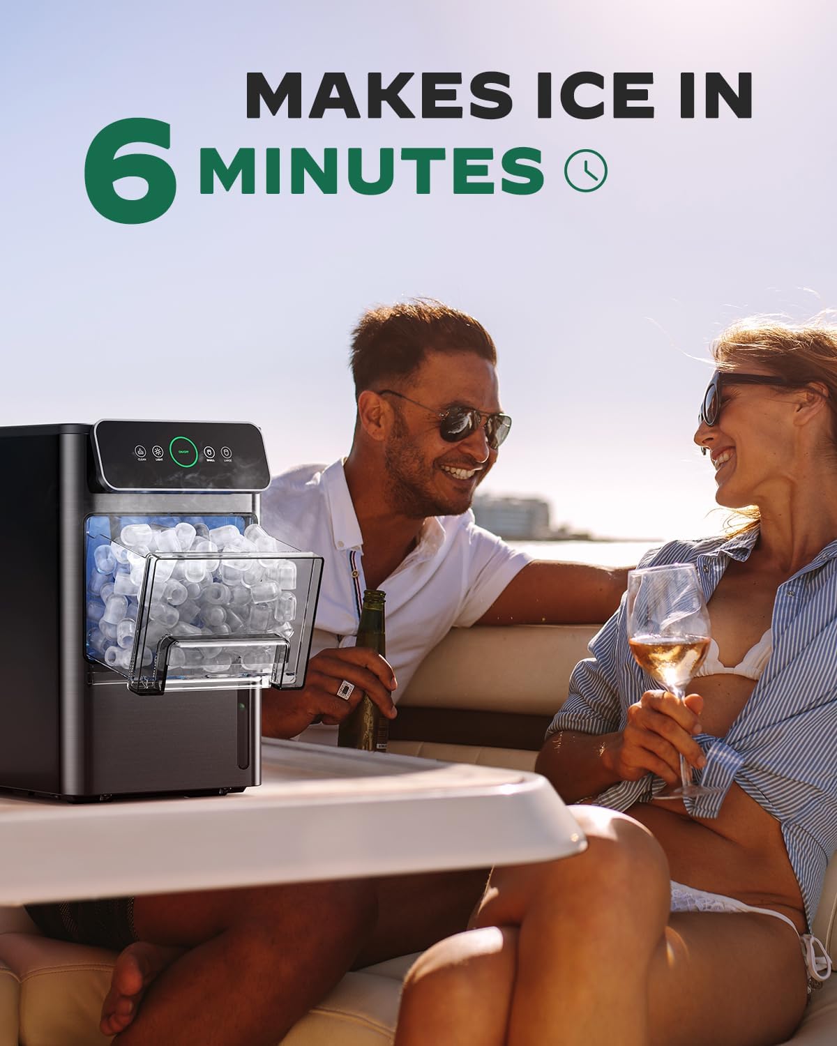Portable Countertop Ice Maker with 2.6lbs Basket and Scoop, Stainless Steel T61051