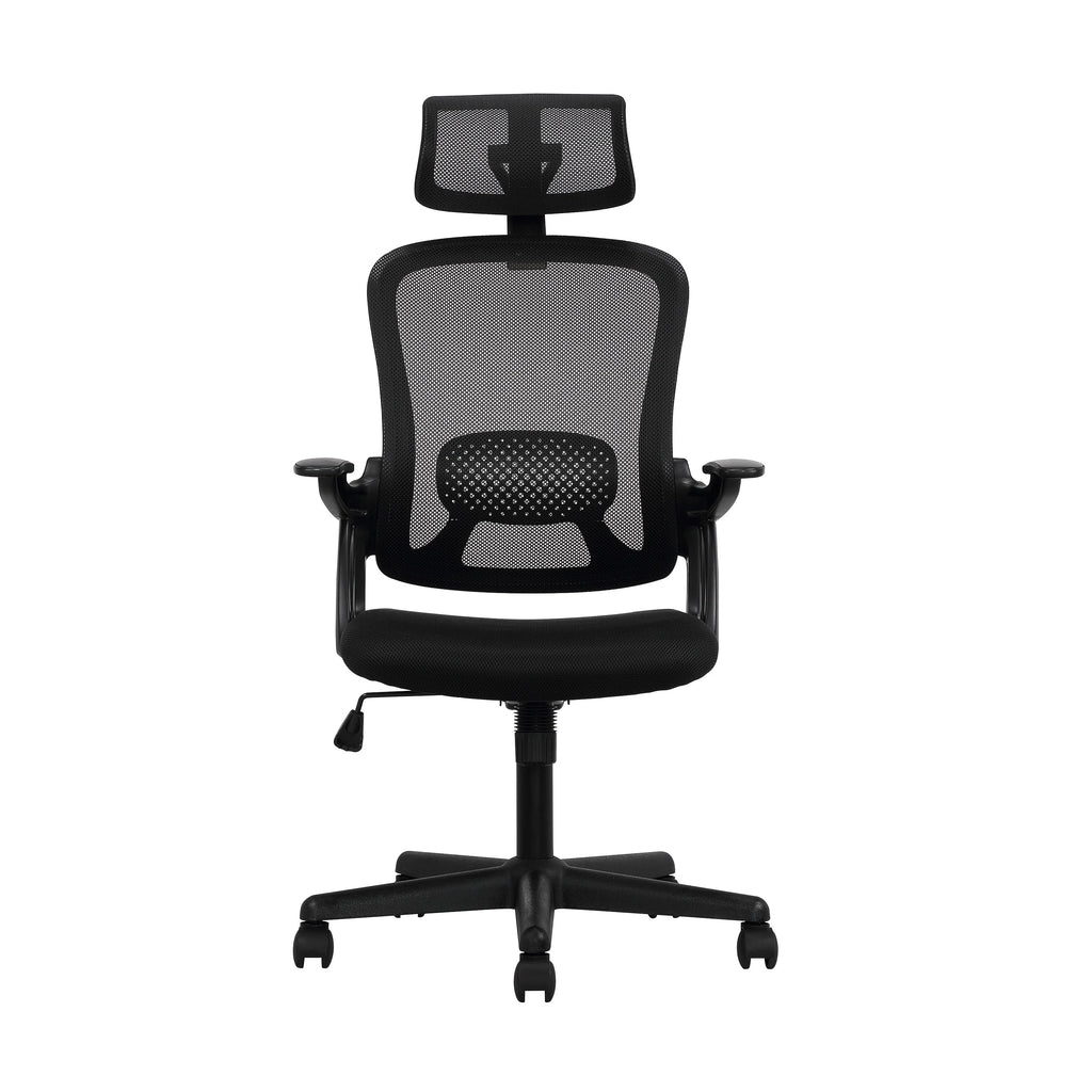 Ergonomic Office Chair with Adjustable Headrest, Black Fabric K71978