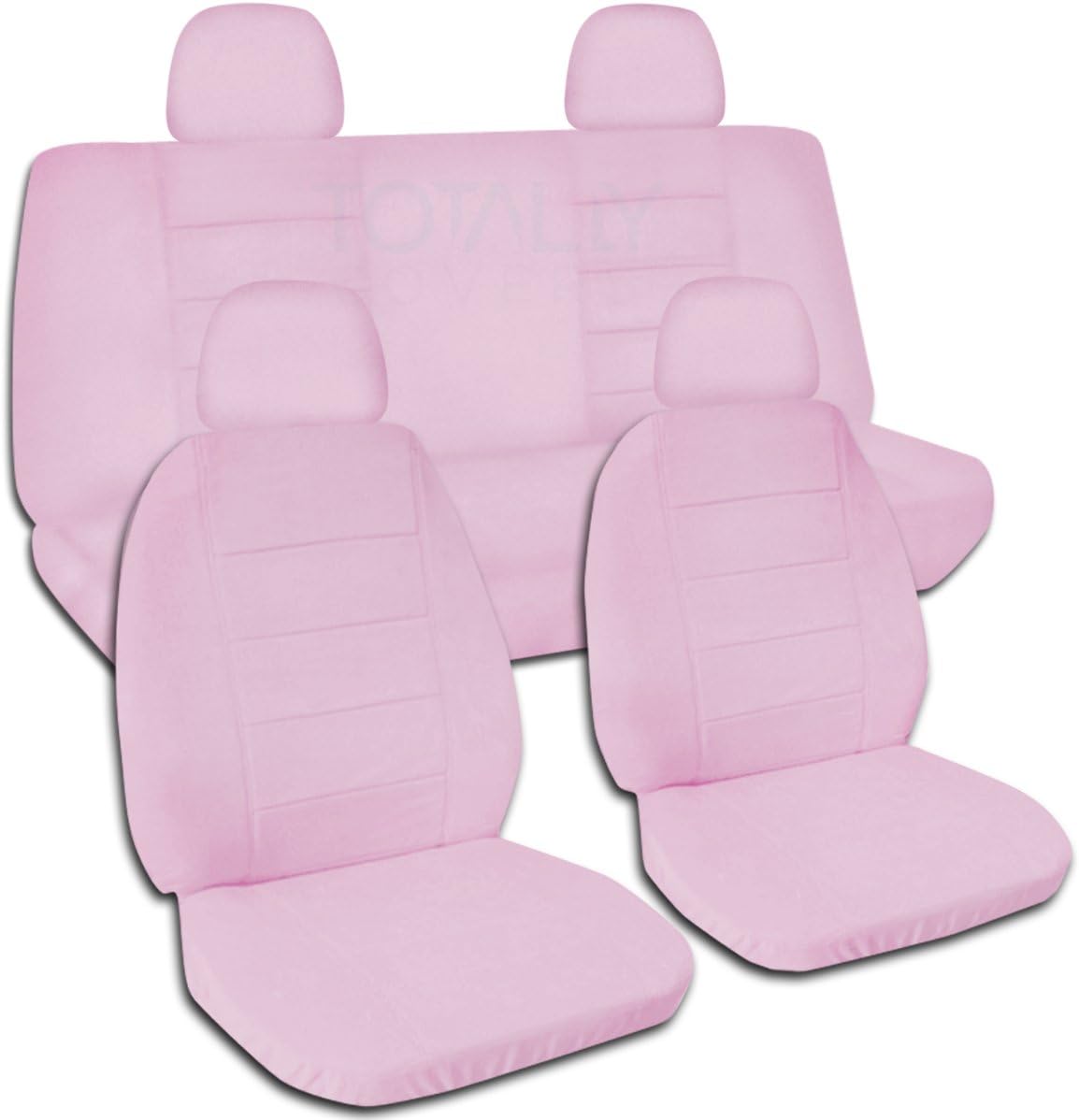 Solid Color Car Seat Covers with 4 Headrest Covers Navy Blue Full Set X97728