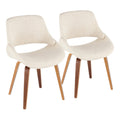 Walnut Cream Fabric Dining Accent Chair Set of 2 D2655