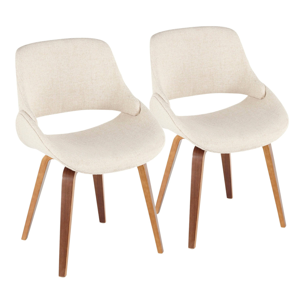 Walnut Cream Fabric Dining Accent Chair Set of 2 D2655
