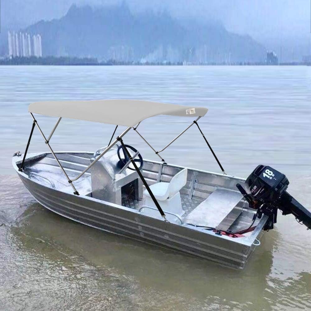 3 Bow Waterproof Boat Canopy with Storage Boot Light Gray Z162