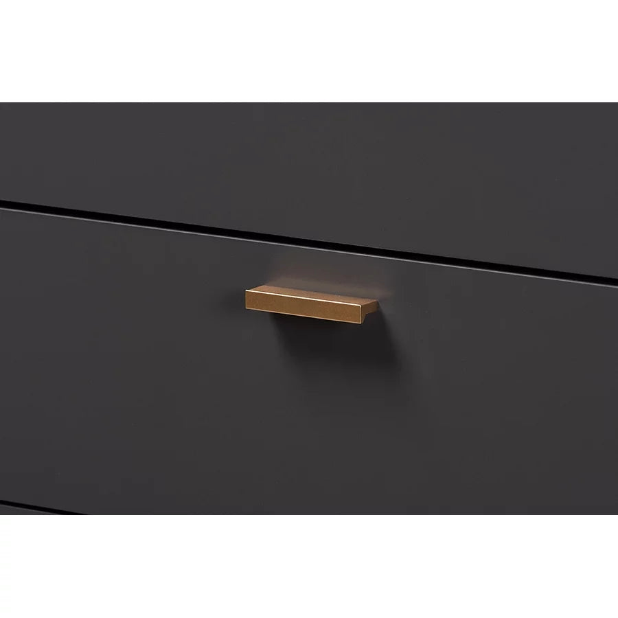 Dark Grey and Gold Finished Wood 5-Drawer Chest D86988