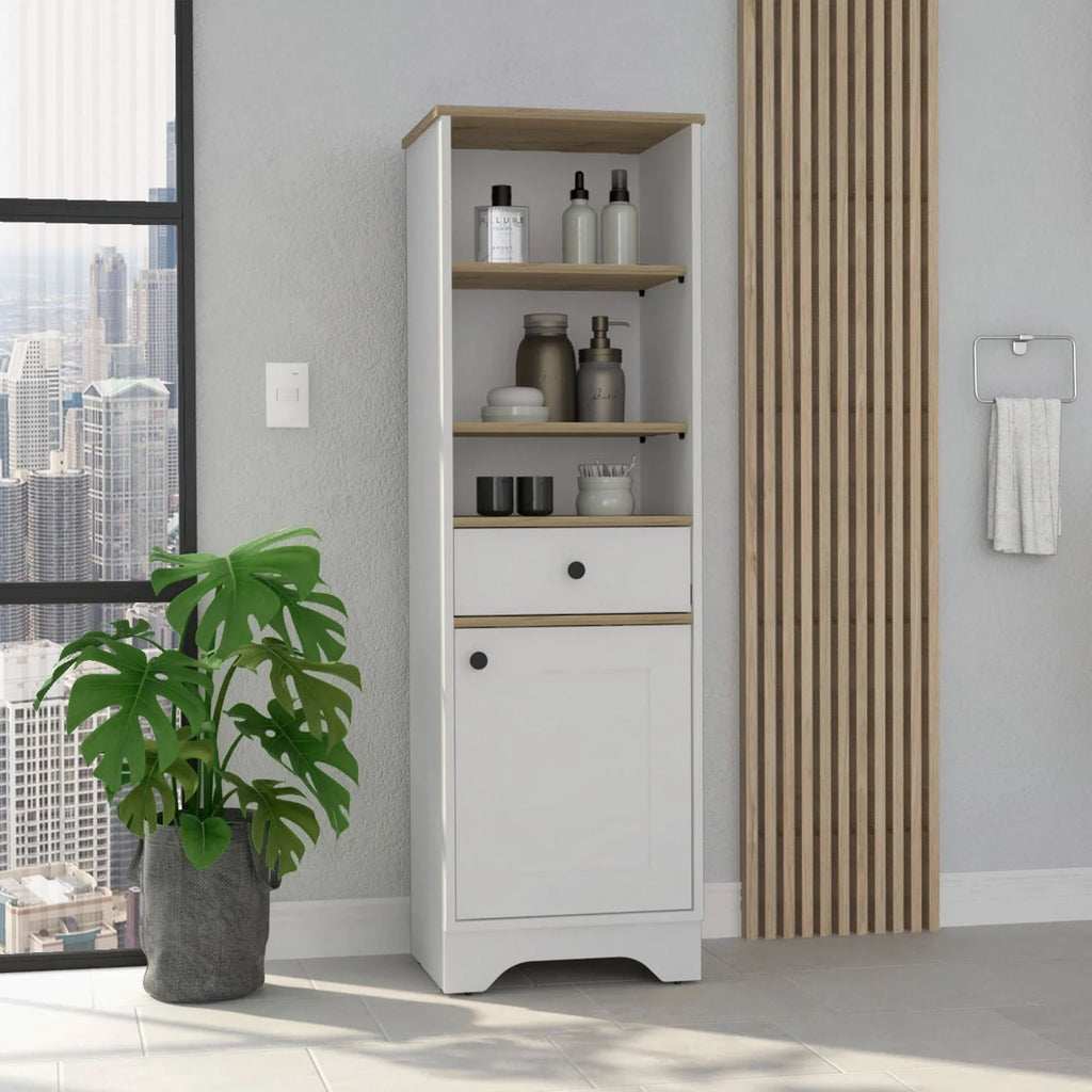 Light Oak & White Single Door Cabinet X6553