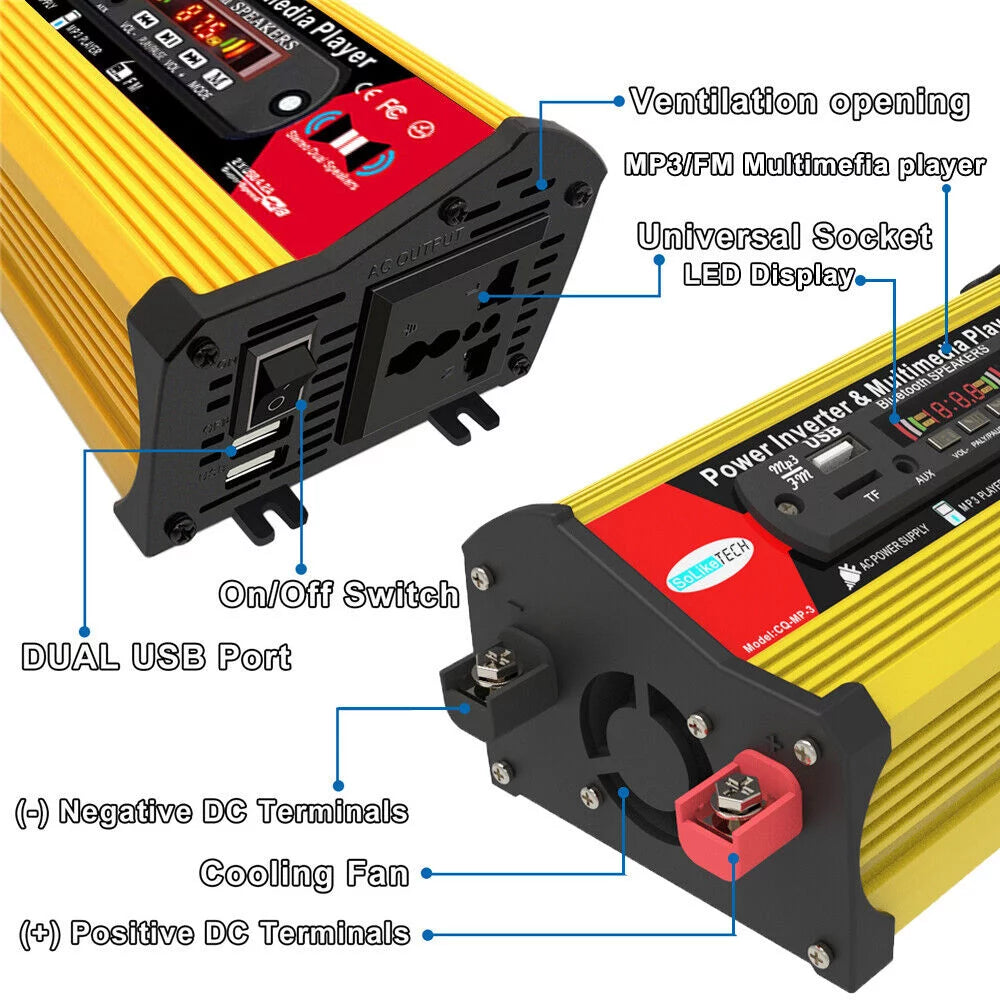 1500W Car Power Inverter DC 12V to AC 110V with LED Display A5877