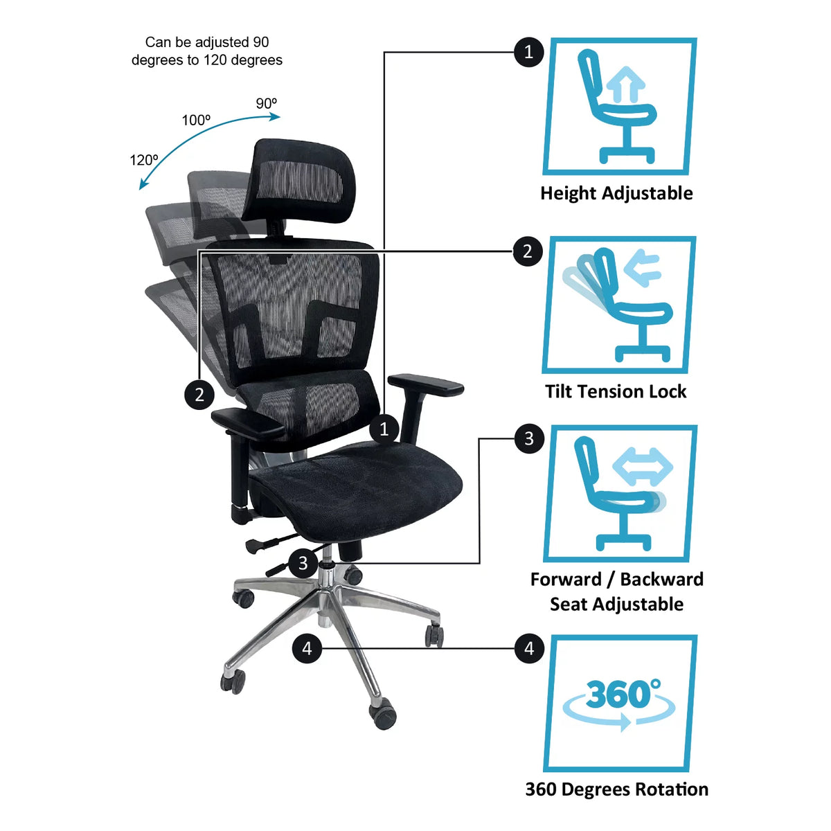 Black Ergonomic Mesh Office Chair with Headrest and Armrests V533310