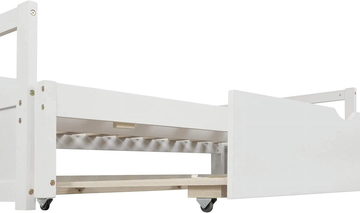 White Wood Daybed with Pull Out Trundle X738912
