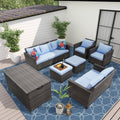7 Pieces Wicker Rattan Sectional Conversation Set R714539