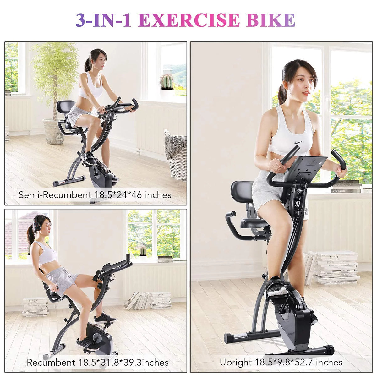 Folding Magnetic Upright Exercise Bike with LCD Monitor A731