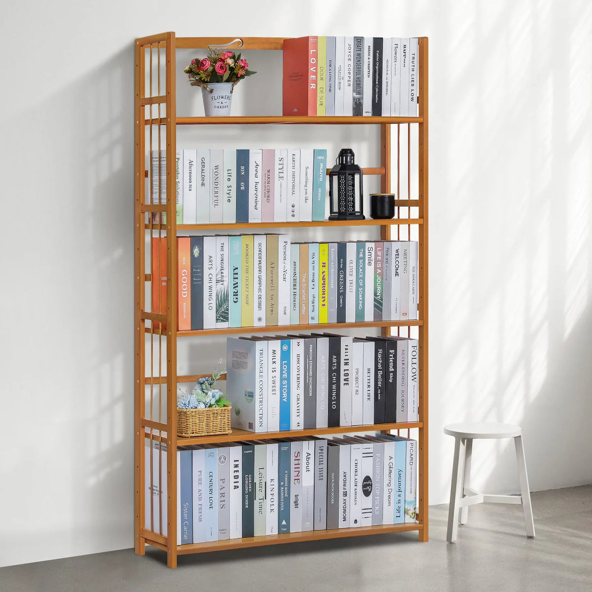 Bamboo 5 Shelves Adjustable Bookcase O75024