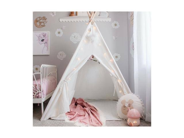 Kids Foldable Play Tent with Mat & Light String & Carry Case H32851
