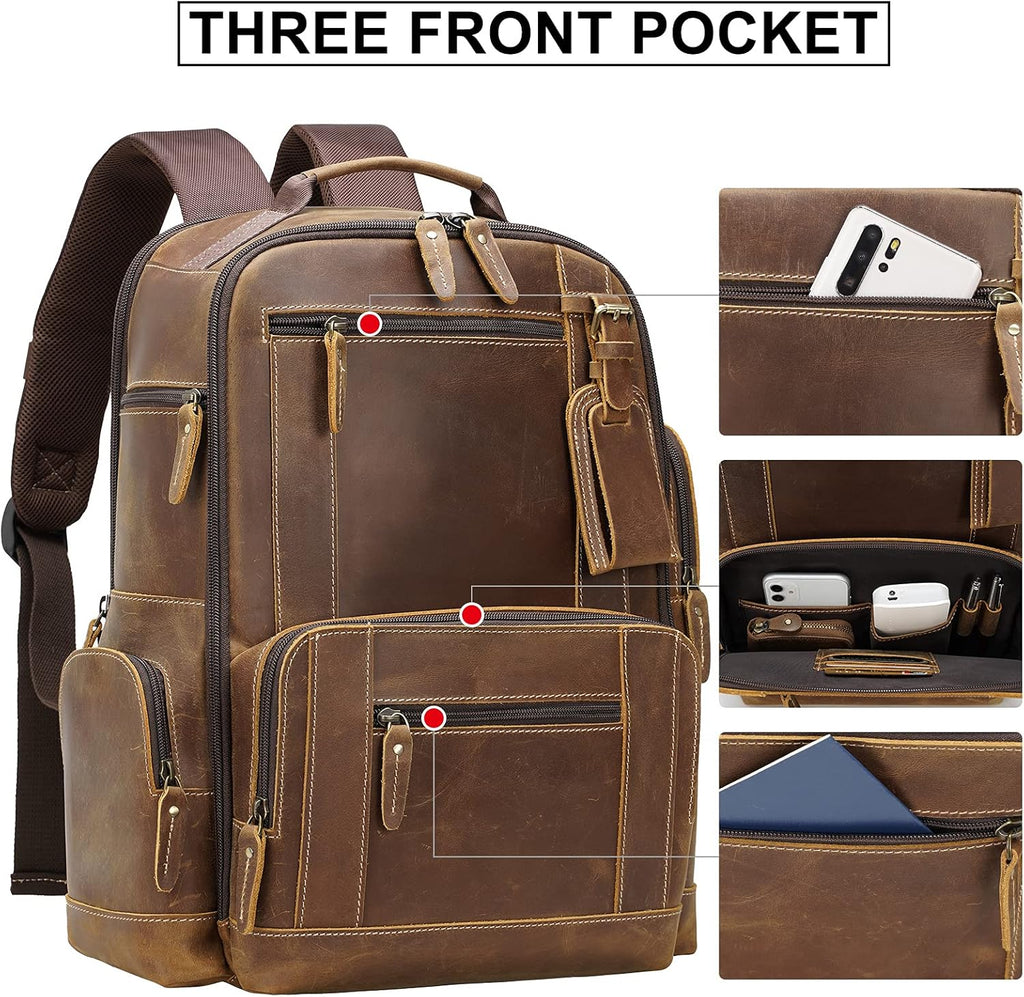 Full Grain Leather 15.6 Laptop Backpack P21270