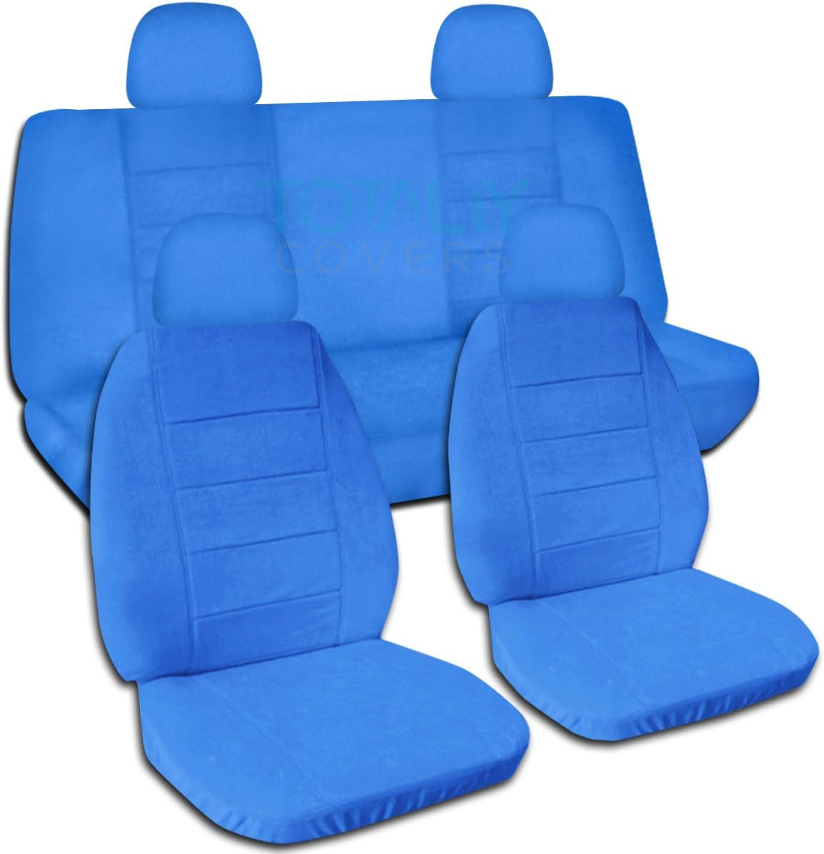 Solid Color Car Seat Covers with 4 Headrest Covers Navy Blue Full Set X97728