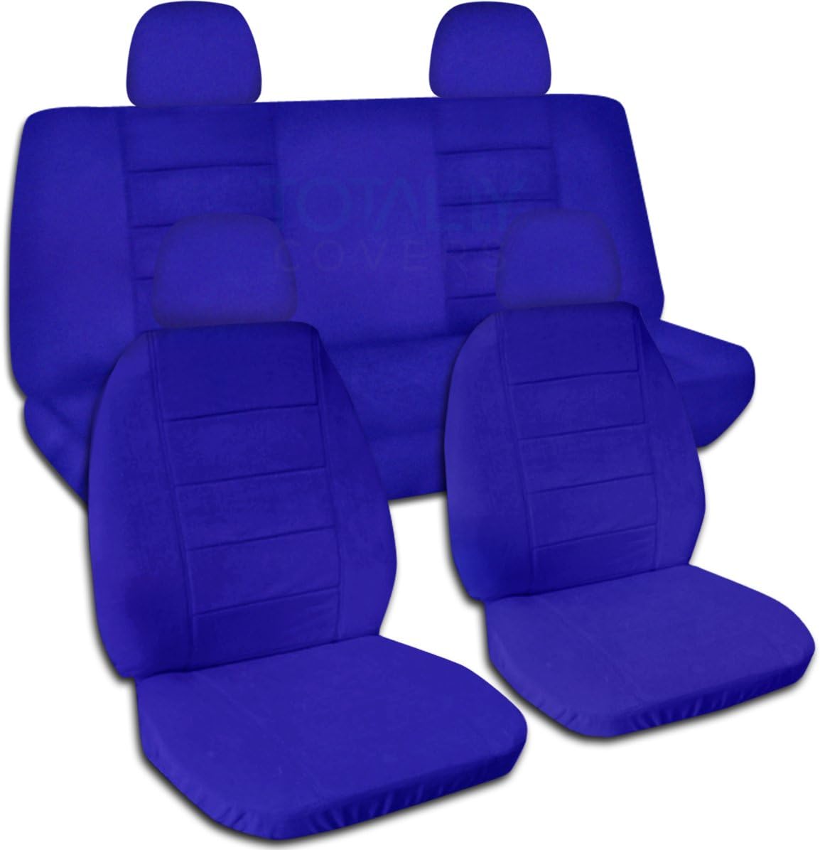 Solid Color Car Seat Covers with 4 Headrest Covers Navy Blue Full Set X97728