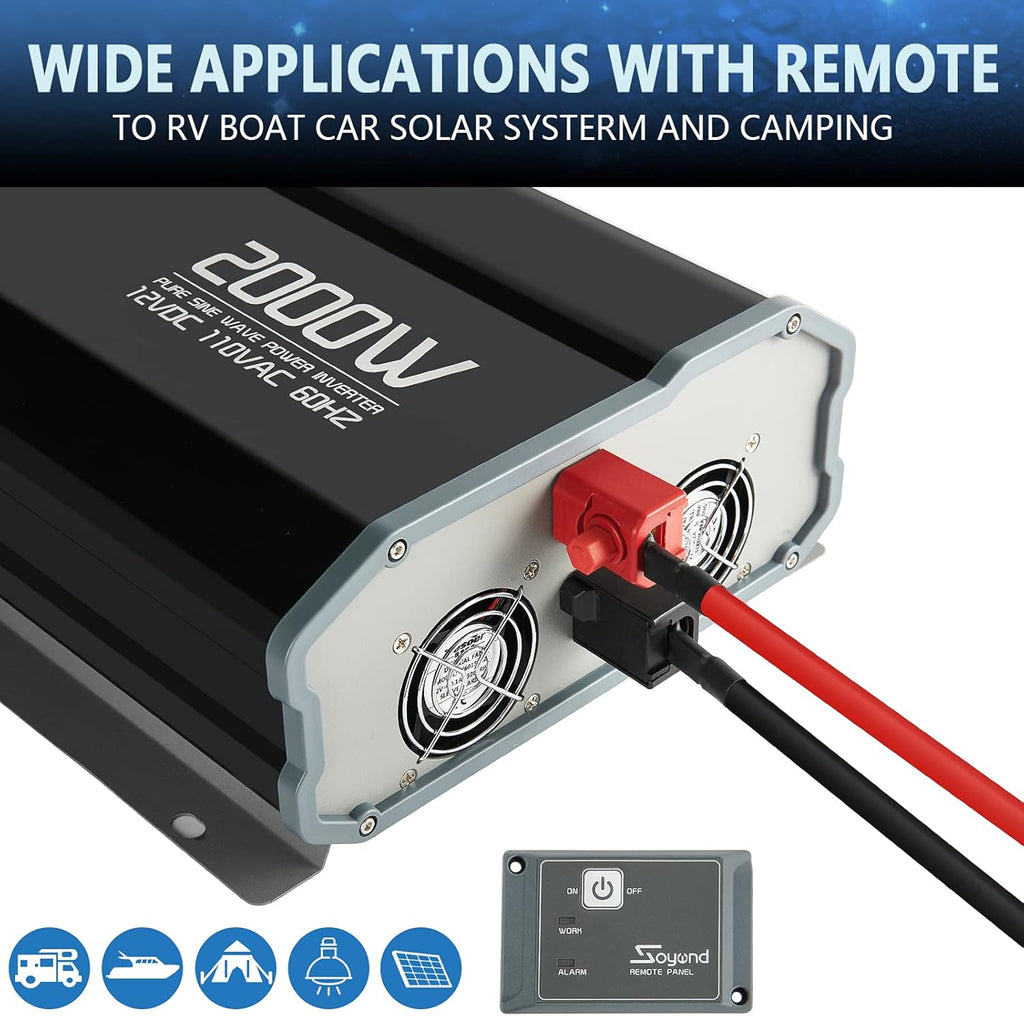 Pure Sine Wave 2000 Watt Power Inverter with Remote Controller M368628