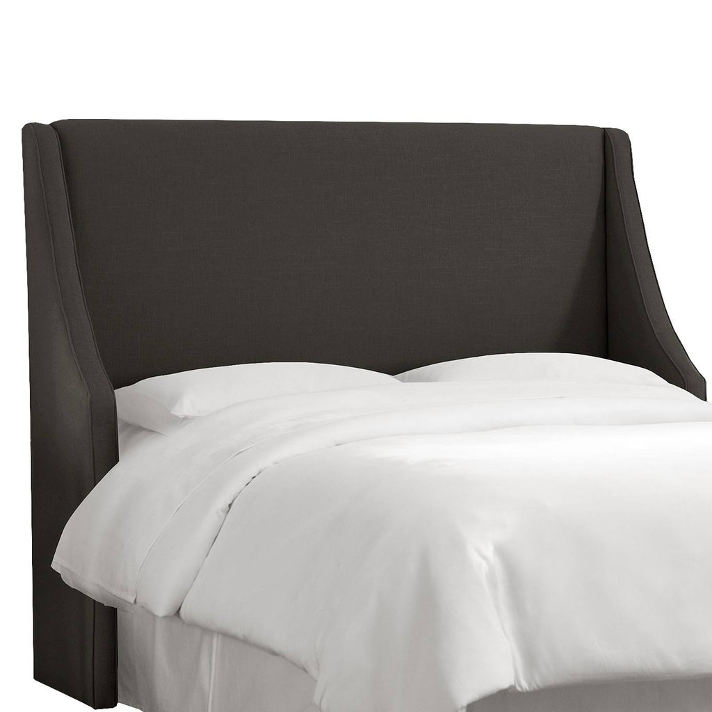 California King Linen Charcoal Wingback Headboard T2099