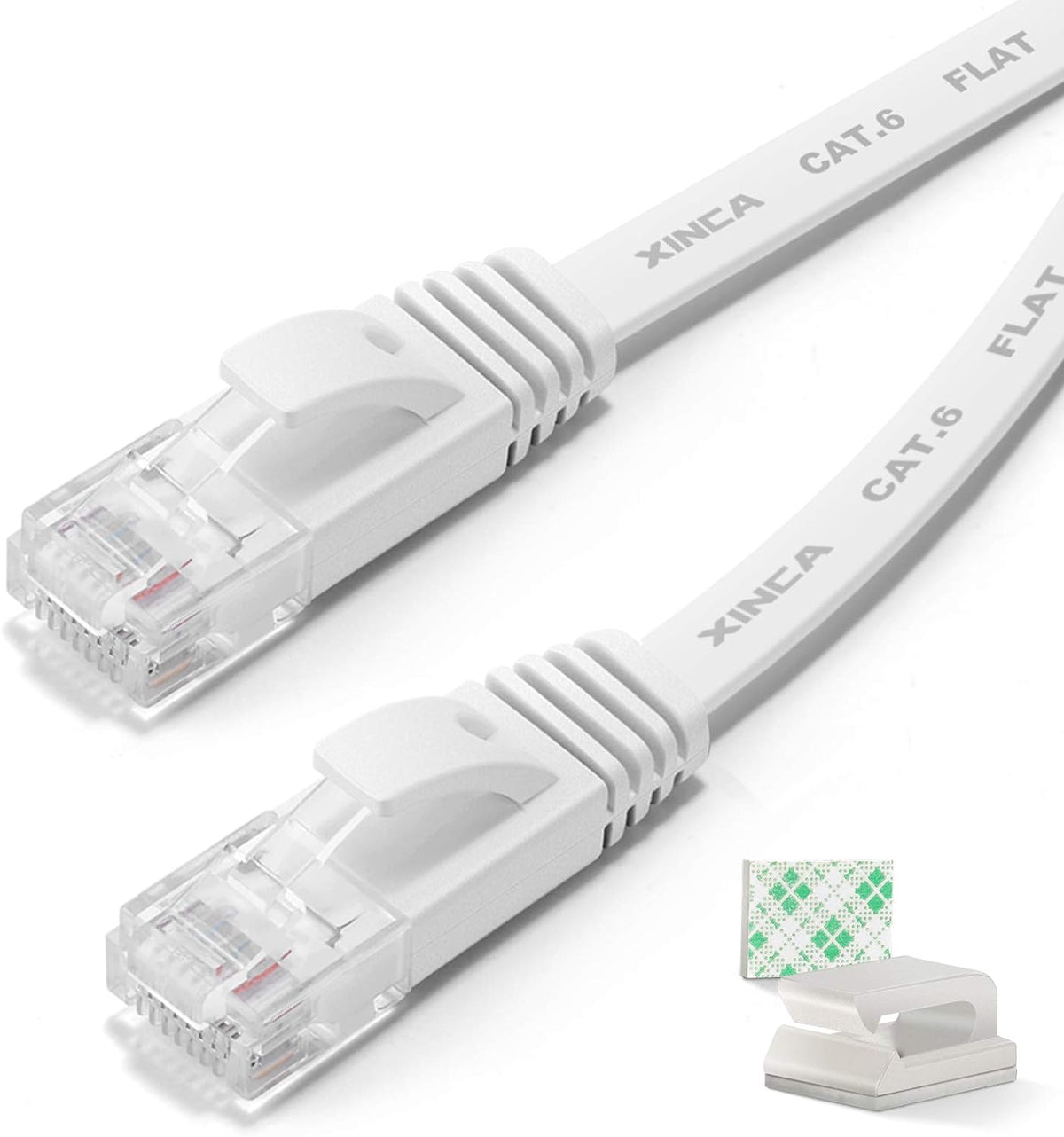 Cat6 Ethernet Cable 75 ft Black Flat Network LAN Cable with Cable Clips G379