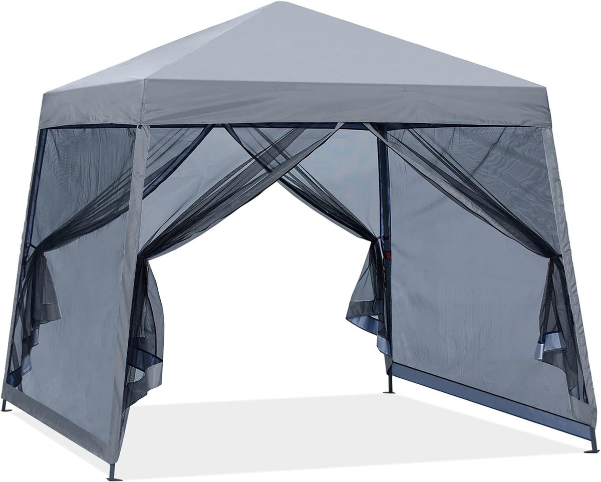 8x8 White Pop up Canopy Tent with Netting Wall M289452
