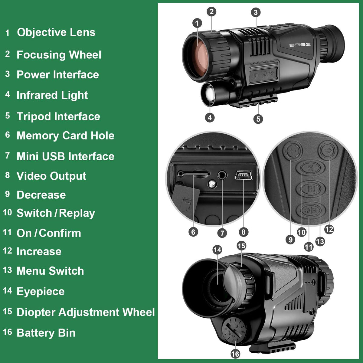 8x40 Infrared Night Vision Monocular Digital Camera P43513