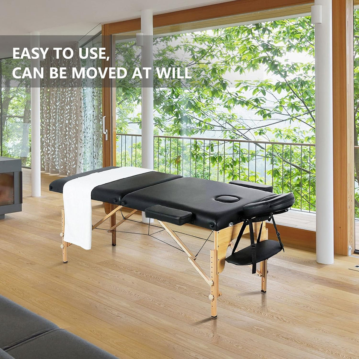 Black 3 Fold Portable Massage Bed with Carrying Case G878