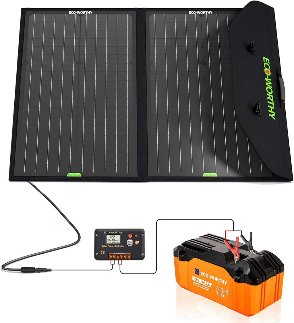 60W Solar Panel Kit with 20AH 12V Lithium Battery B570