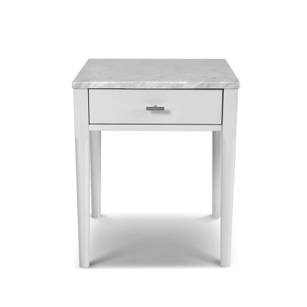 18x22 White Marble Side Table with Walnut Leg E739755