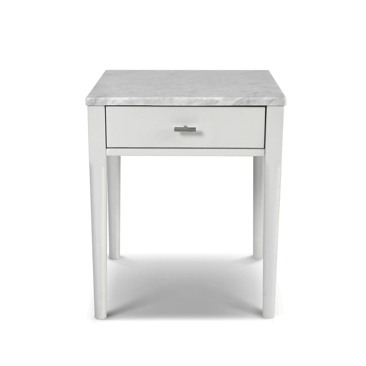 18x22 White Marble Side Table with Walnut Leg E739755