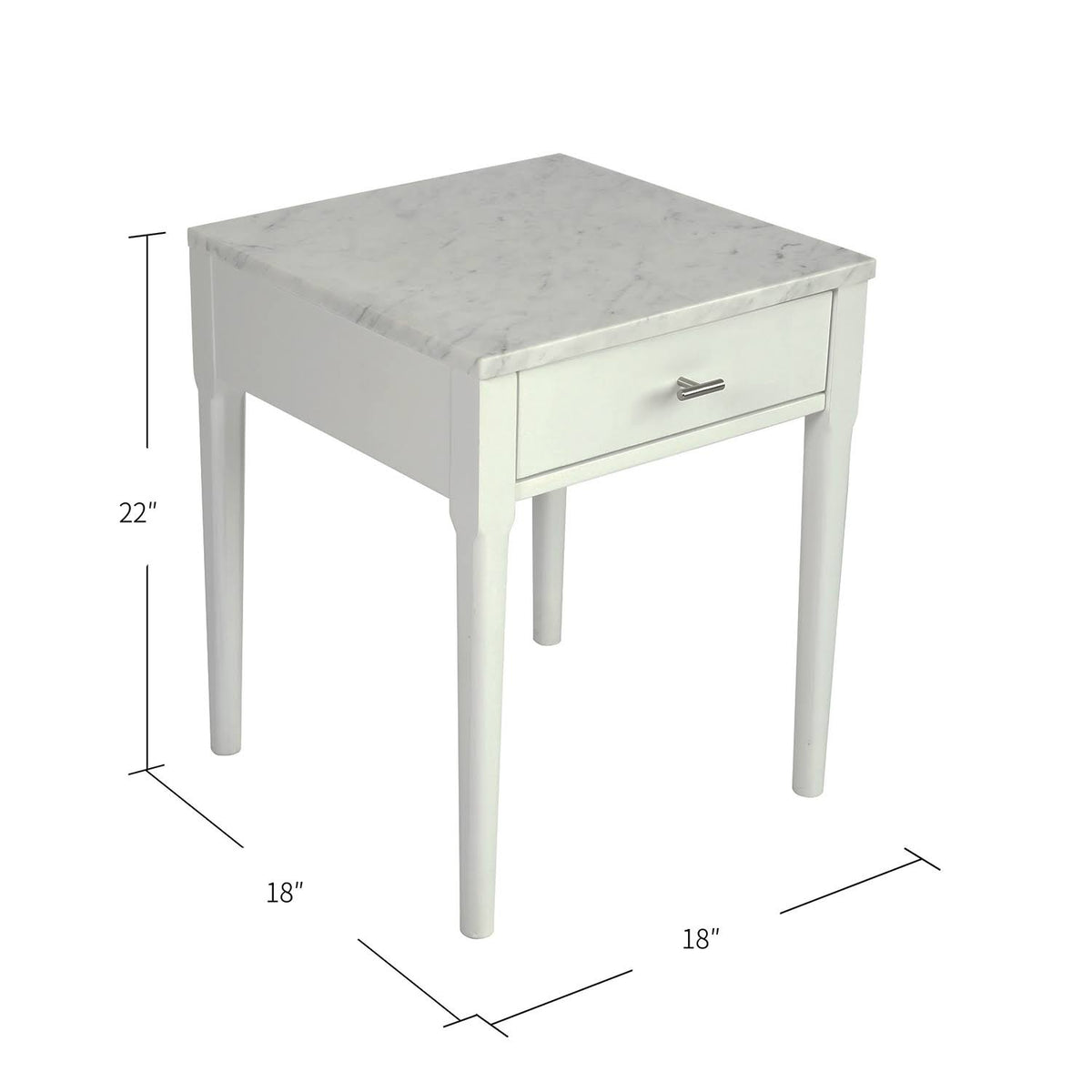 18x22 White Marble Side Table with Walnut Leg E739755