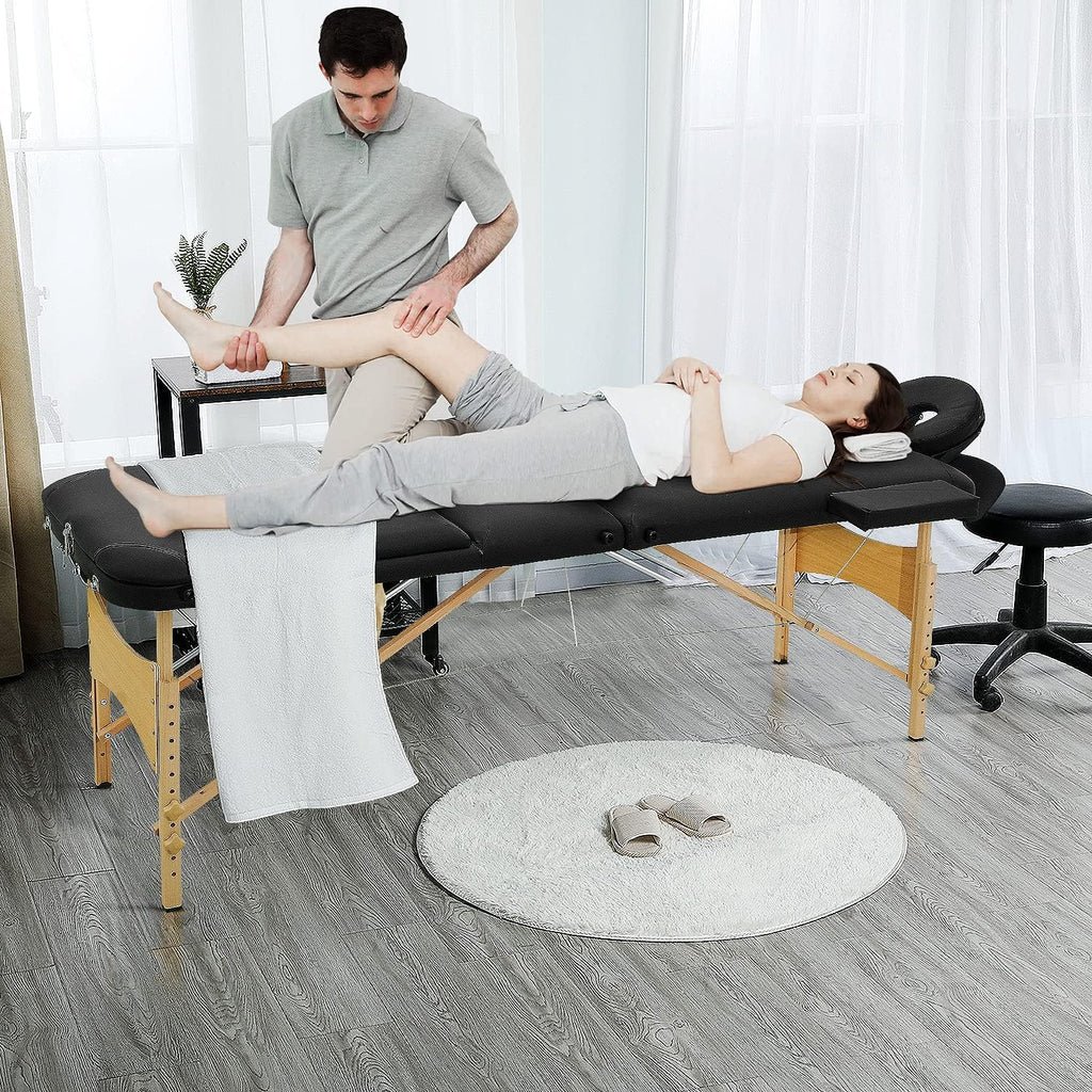 Black 3 Fold Portable Massage Bed with Carrying Case G878