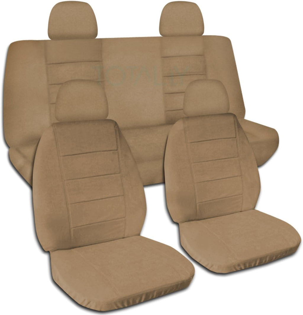 Solid Color Car Seat Covers with 4 Headrest Covers Navy Blue Full Set X97728