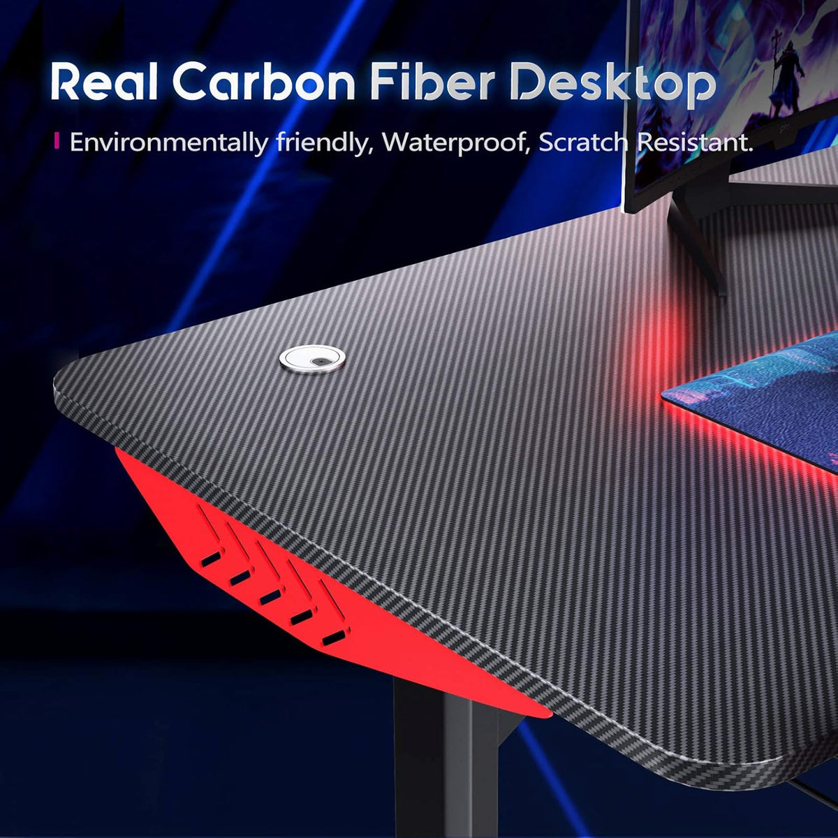 L Shaped Gaming Desk with Mouse Pad and Cup Holder J859006