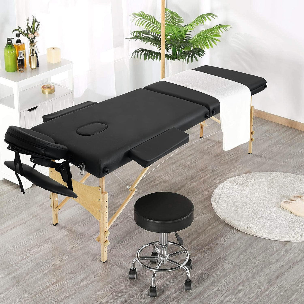 Black 3 Fold Portable Massage Bed with Carrying Case G878