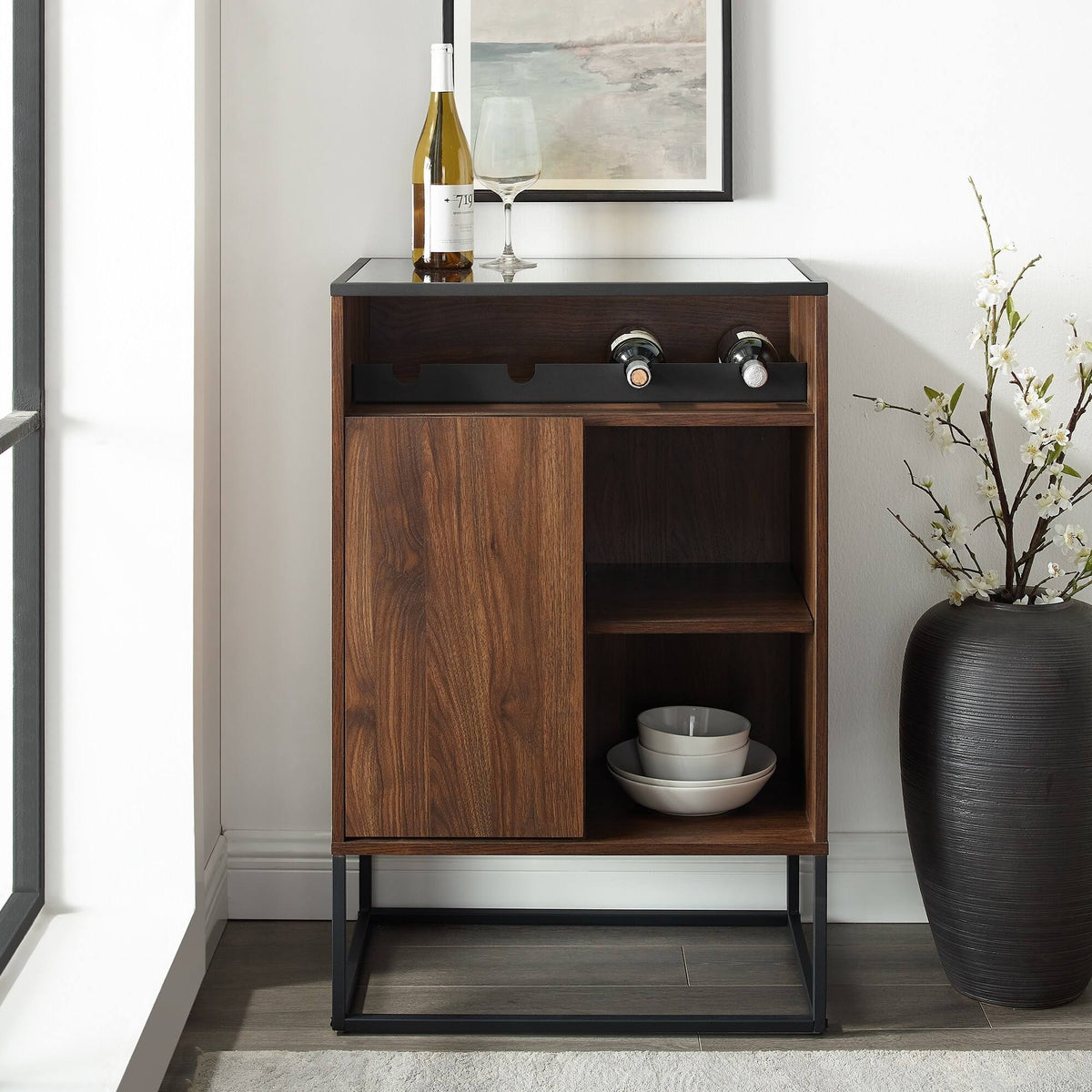 Glass Top 1-Door Bar Cabinet L36968