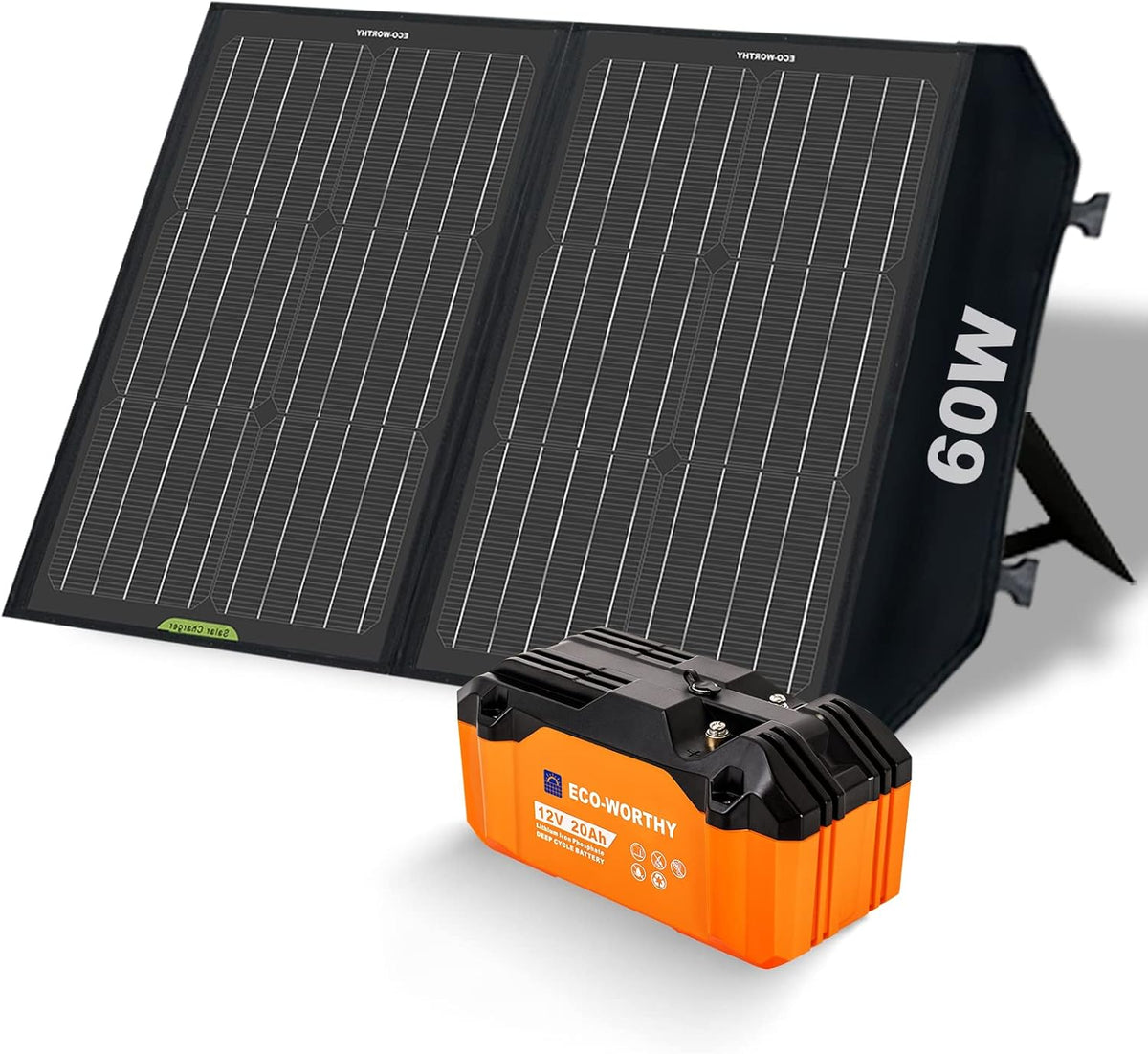 60W Solar Panel Kit with 20AH 12V Lithium Battery B570