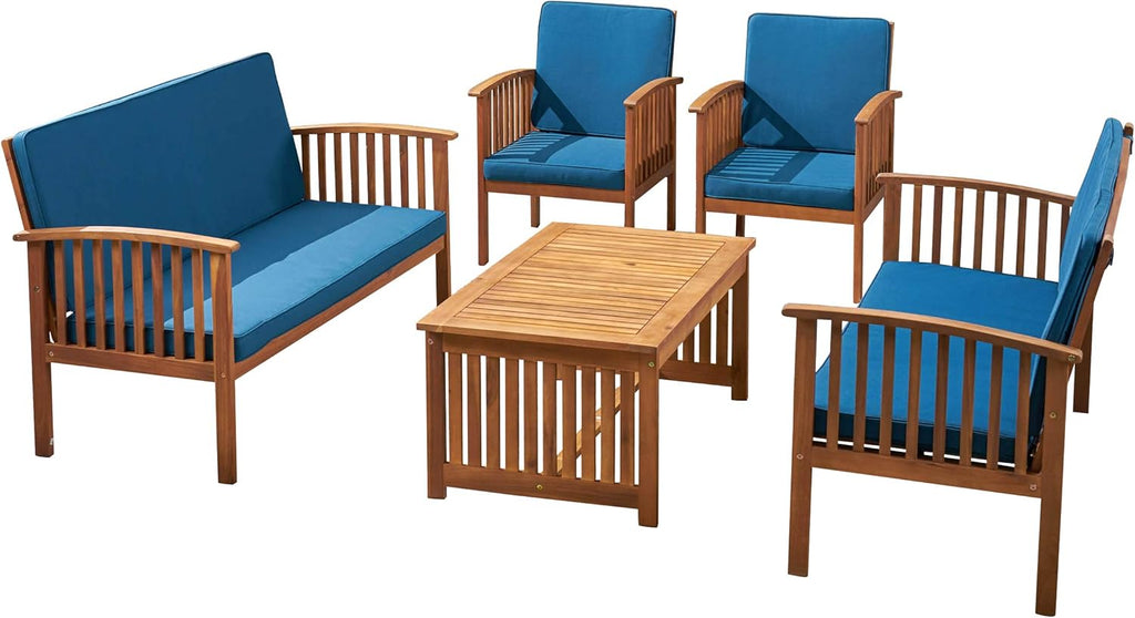 Acacia Wood 6 Seater Conversation Set with Coffee Table T344229