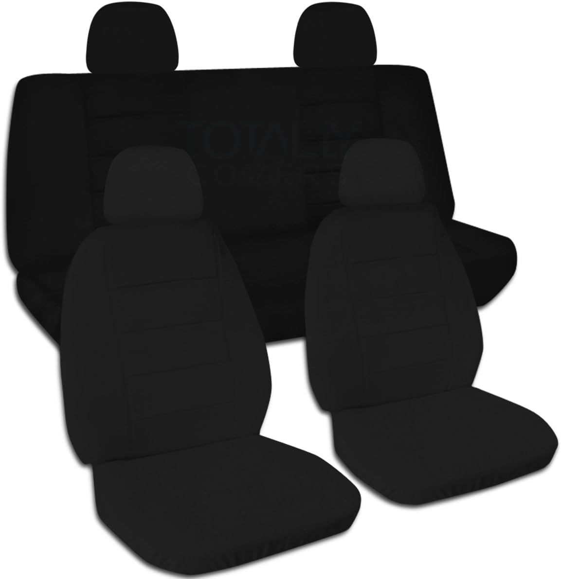 Solid Color Car Seat Covers with 4 Headrest Covers Navy Blue Full Set X97728