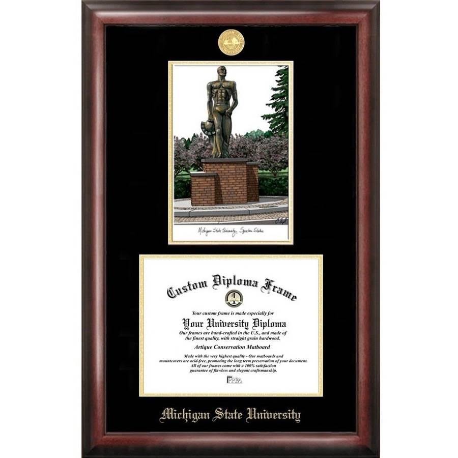 Gold Embossed Diploma Frame with Campus Images Lithograph F37328